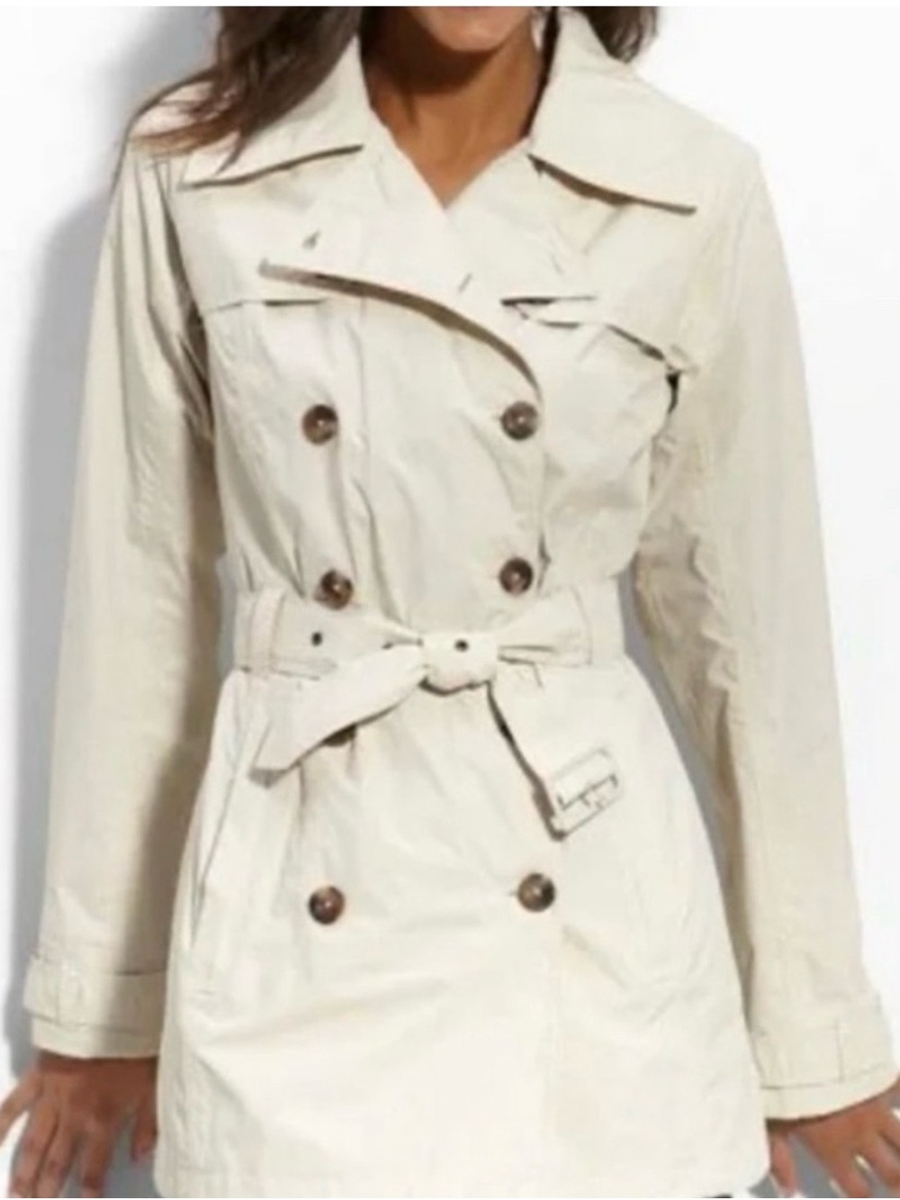 The North Face Trench Coat/Rain Coat (Maya) in Cream Double-Breasted Size Large